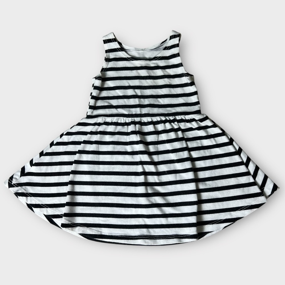 June & January Black and White Striped Swing Dress 12/24 months